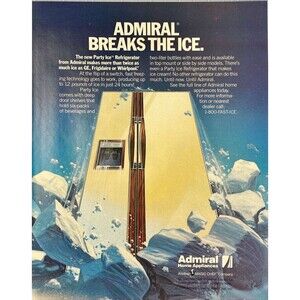 Admiral Party Ice Refrigerator "Admiral Breaks the Ice" Vintage Print Ad 1985